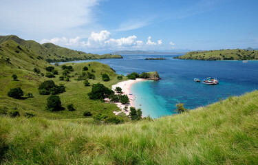 Pink Beach Top view in Komodo National Park, Indonesia