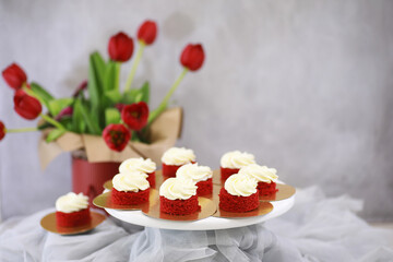 Beautiful festive cake biscuit with different creams