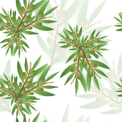 floral seamless pattern with olive tree vector - green floral pattern
