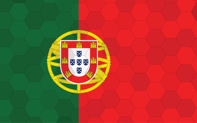 Portugal flag illustration. Futuristic Portugese flag graphic with abstract hexagon background vector. Portugal national flag symbolizes independence.