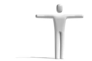 3D character, all white, in human form, on a white background.