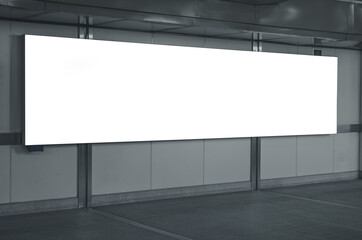 blank billboard design for display announcement and advertising indoor transport station hall in...