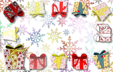 beautiful background with colorful gifts on a light background
