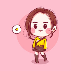 A teenage girl wearing a fashionable yellow dress on background with design.