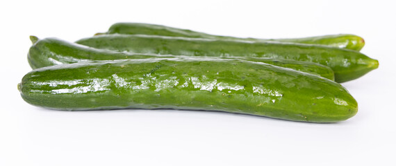4 pcs of vegetable cucumber white background
