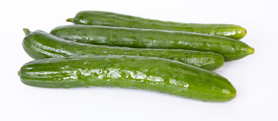 4 pcs of vegetable cucumber white background
