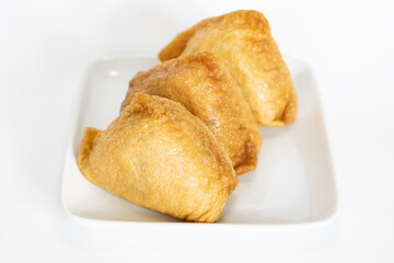 Japanese Inari sushi white background