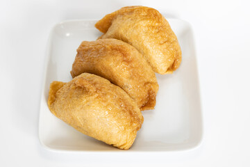 Japanese Inari sushi white background