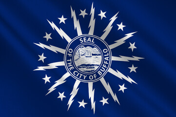 Flag of Buffalo in New York state of USA