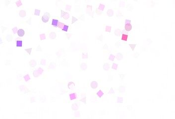 Light Purple vector background with triangles, circles, cubes.