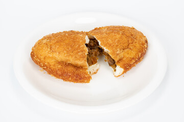 Japanese curry bread white background