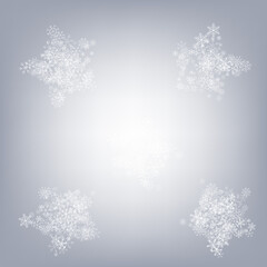 White Snowflake Vector Gray Background. Abstract 