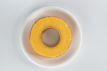 single baumkuchen cake white background