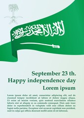 Flag of Saudi Arabia, Saudi Arabia national day in September 23 th. Happy independence day. Bright, colorful vector illustration