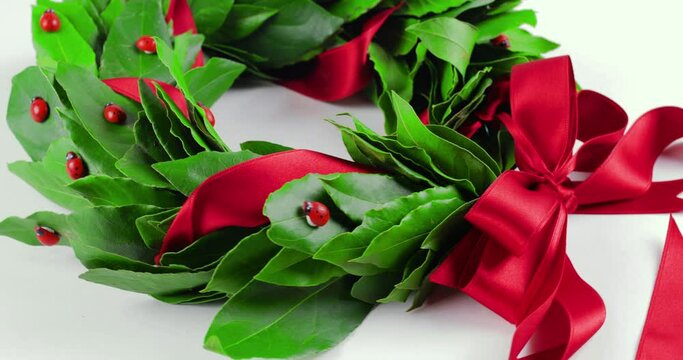 Laurea con corona in alloro italiana su sfondo bianco