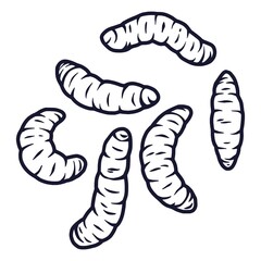set of scary maggots worms for halloween design