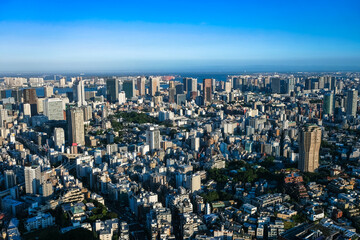 六本木ヒルズから眺める東京の街並み 品川・羽田空港方面