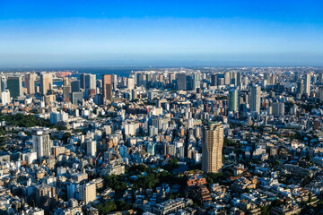六本木ヒルズから眺める東京の街並み 品川・羽田空港方面