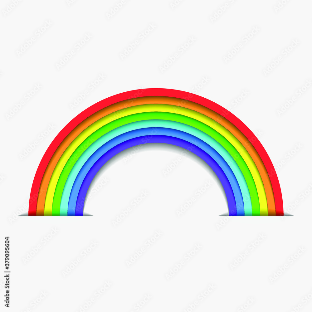 Poster abstract paper cut color rainbow with shadow vector design style