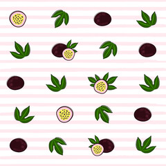 Vector gentle illustration background with lines of passion fruit and distas
