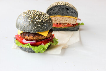 Burger with puffy bun and beef Patty