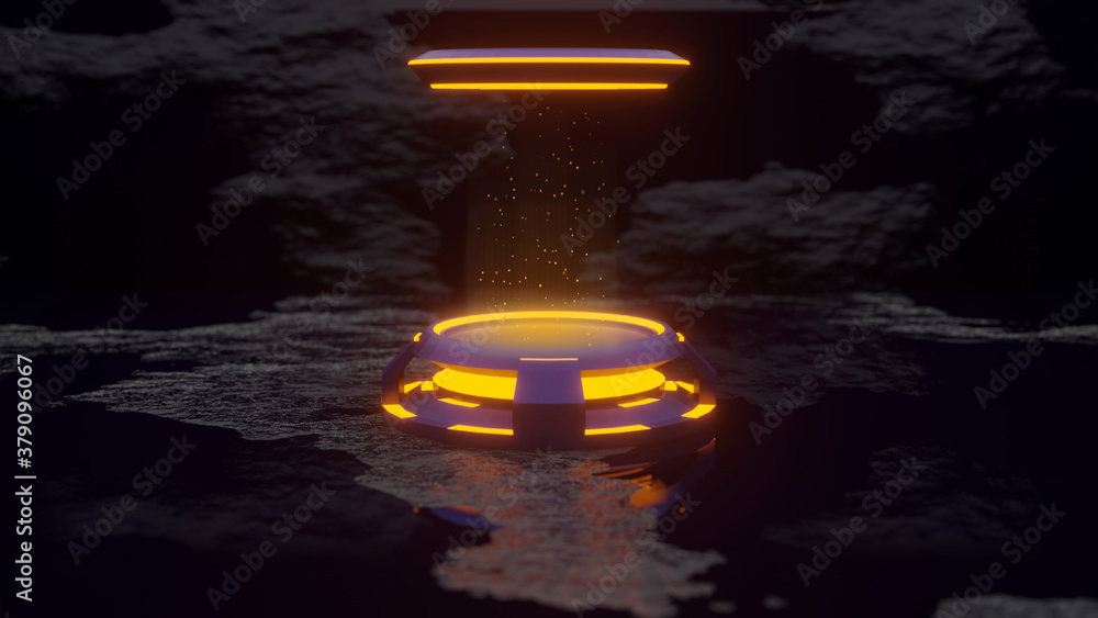 Aufkleber futuristic sci-fi circle pedestal for display, platform for design for product, blank product stand 