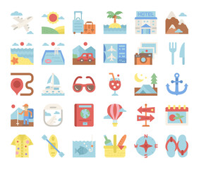 vacation flat vector icons