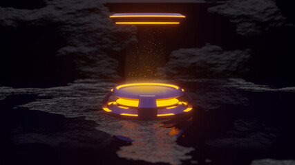 Futuristic Sci-Fi Circle Pedestal for display, Platform for design for product, Blank product stand...