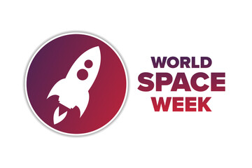 World Space Week. Holiday concept. Template for background, banner, card, poster with text inscription. Vector EPS10 illustration.