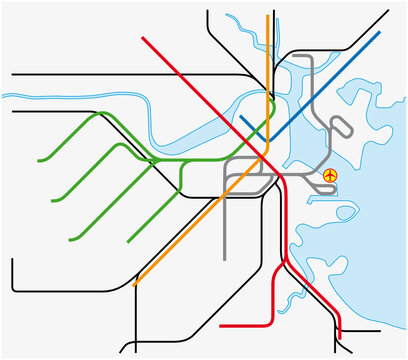 Subway Vector Map Of Boston, Massachusetts, United States