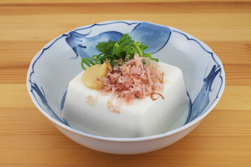 Japanese cold tofu with toppings