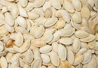 Roasted pumpkin seeds with salt.