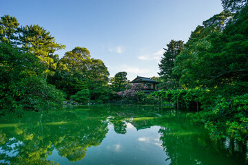 Fototapeta na wymiar Kyoto imperial palace zen garden villa, Japan