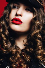 Fototapeta premium beautiful woman with big passionate red lips