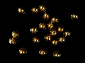 9mm pistol bullet isolated on black background, clipping path and top view