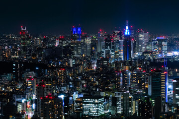 六本木ヒルズから眺める東京の夜景 新宿方面