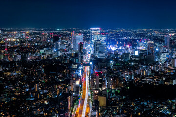 六本木ヒルズから眺める東京の夜景 渋谷方面