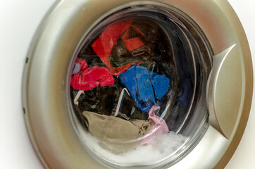 clothes in the washing machine