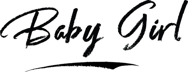 Fototapeta premium Baby Girl Typography Black Color Text on White Background
