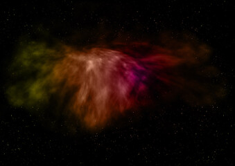 Far being shone nebula and star field. 3D rendering