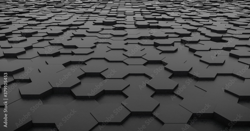 Wall mural hexagon black background.