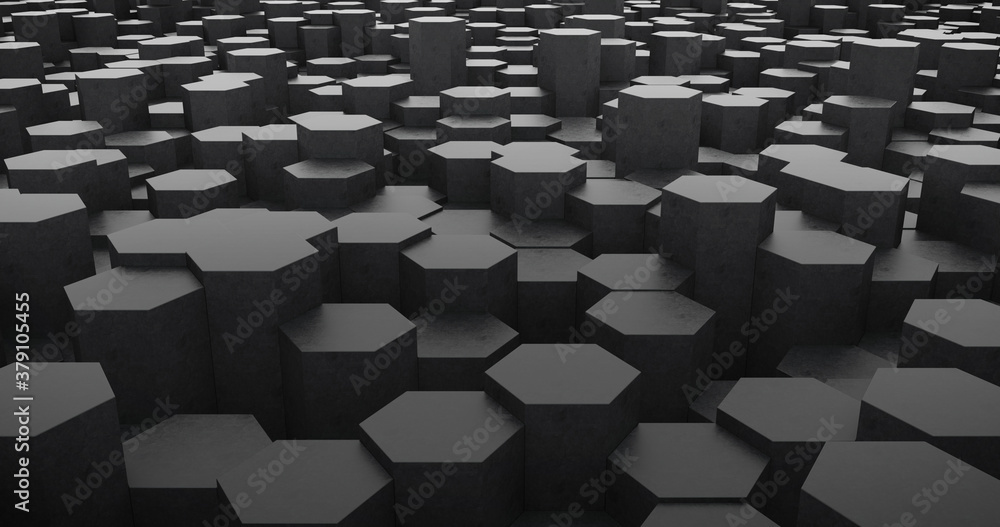 Poster minimalist background with black hexagonal.