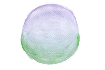 Circle shape of hand painted green and purple watercolor background.