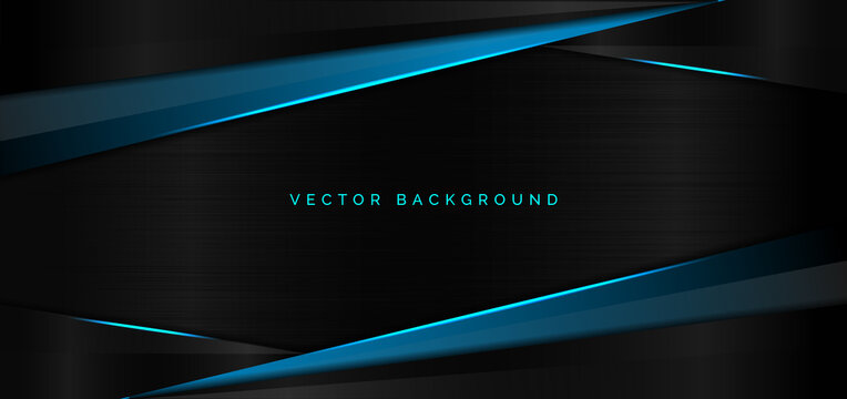 Abstract template blue metallic overlap with blue light modern technology style on black background.