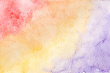 Hand painted red, orange, yellow and violet watercolor background.