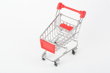Shopping cart on white background with shadow