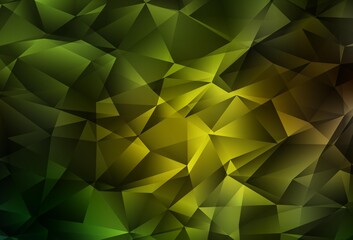 Dark Green, Yellow vector polygon abstract background.