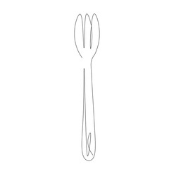 Fork silhouette one line drawing. Vector illustration
