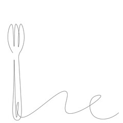 Fork one line drawing. Vector illustration