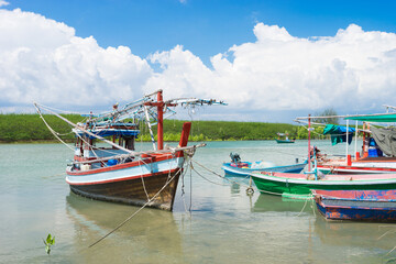 Naklejka na ściany i meble Fishing boats from Prachuap province of Thailand
